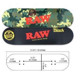 Raw Skate Board Camo & Black