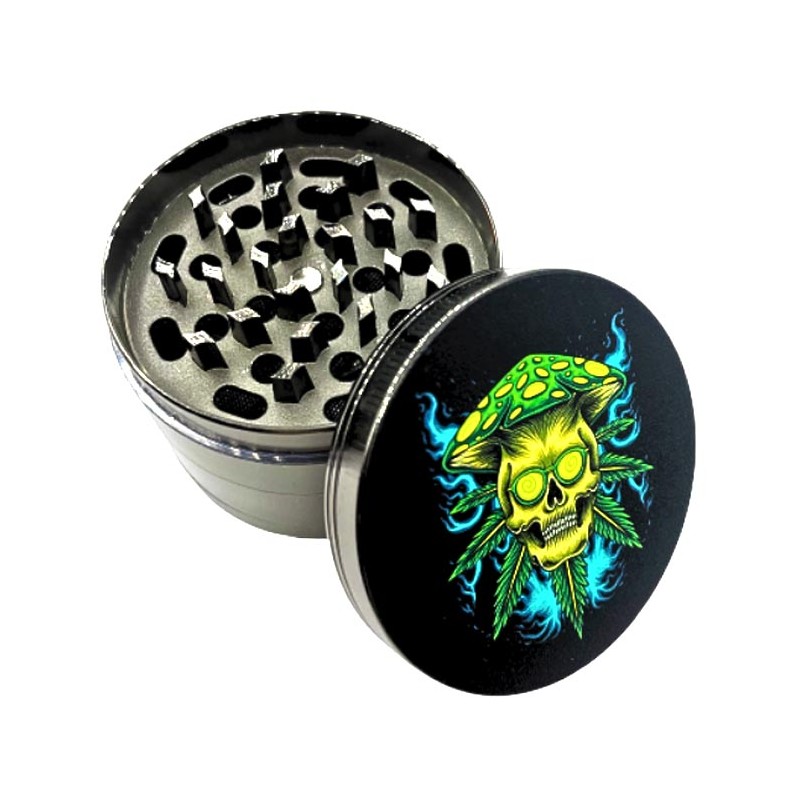 Grinder Aluminio Herbs Calavera Seta 63mm/4 Partes